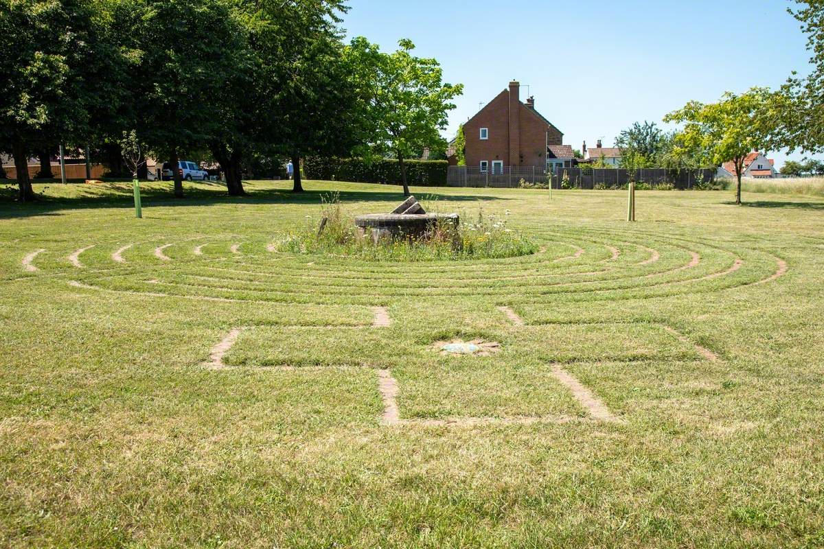 Mosaic Compass and Brick Labyrinth