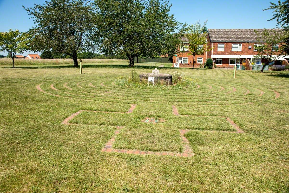 Mosaic Compass and Brick Labyrinth