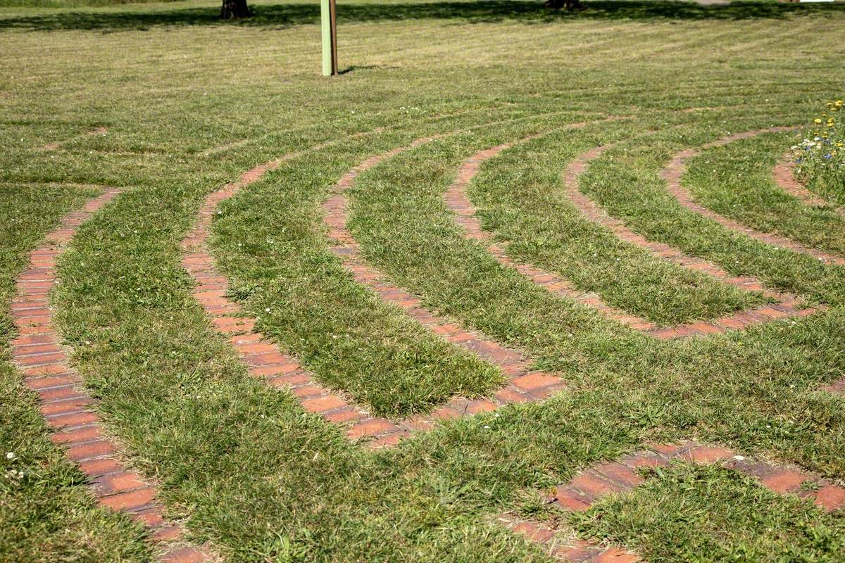 Mosaic Compass and Brick Labyrinth