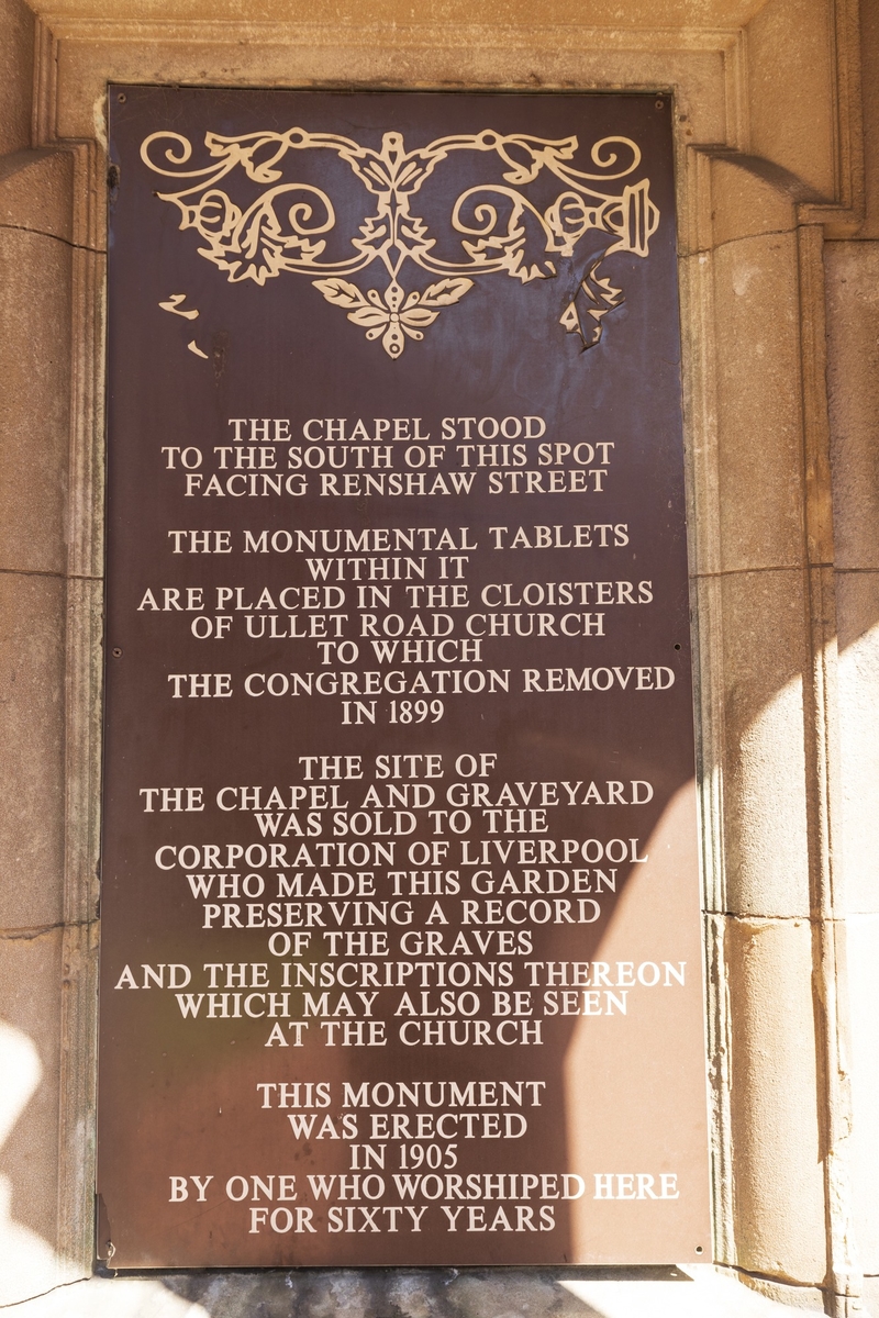 Renshaw Street Chapel Memorial