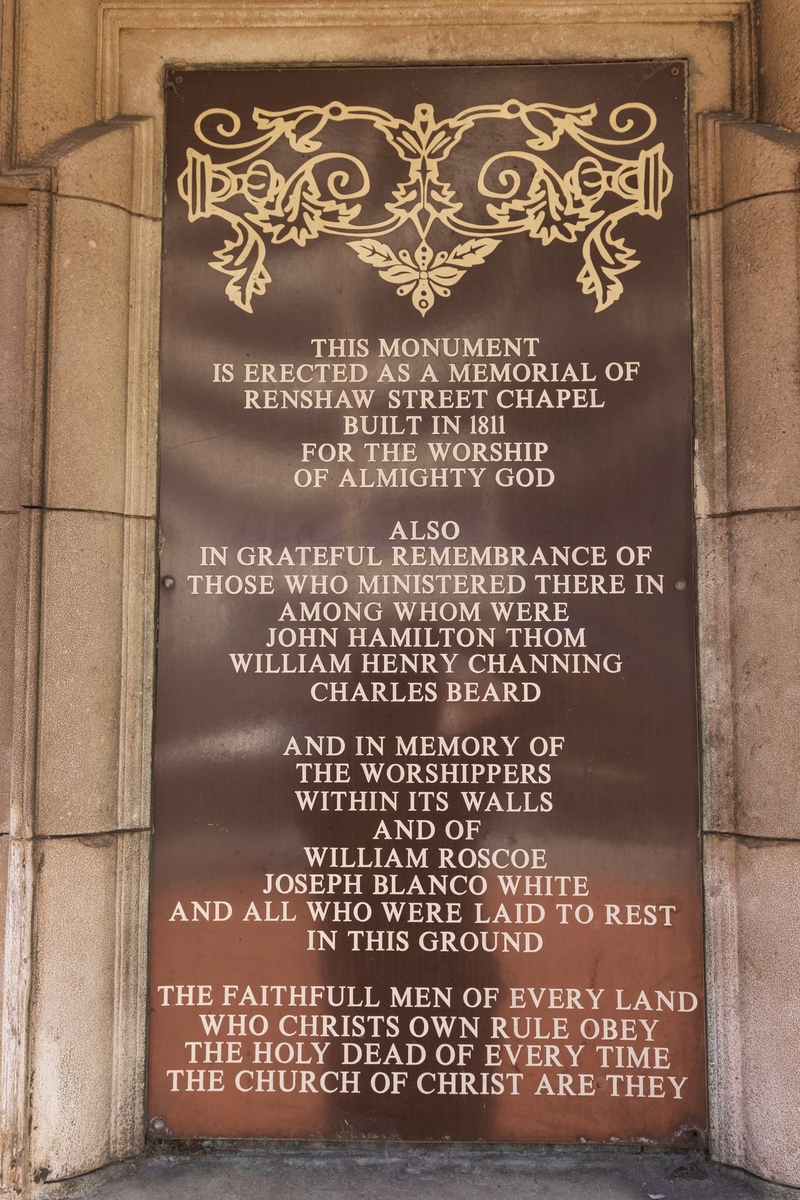 Renshaw Street Chapel Memorial