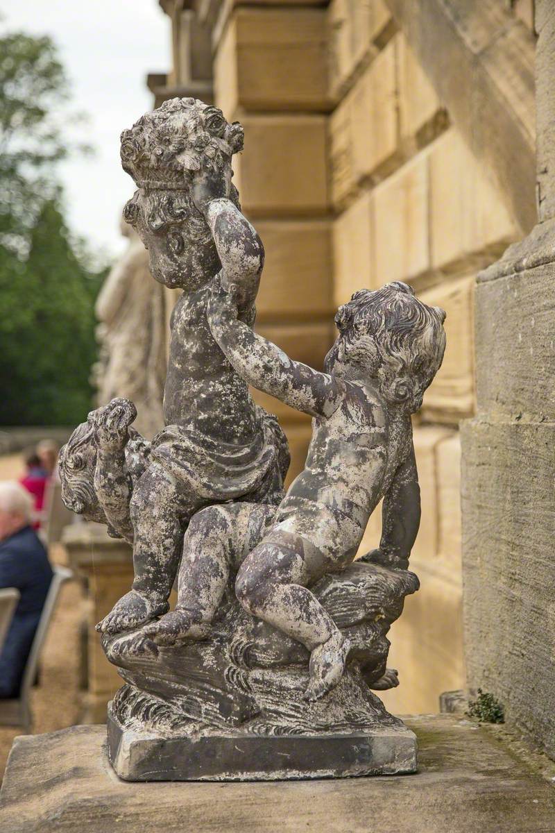 Three Boys with Baskets of Flowers