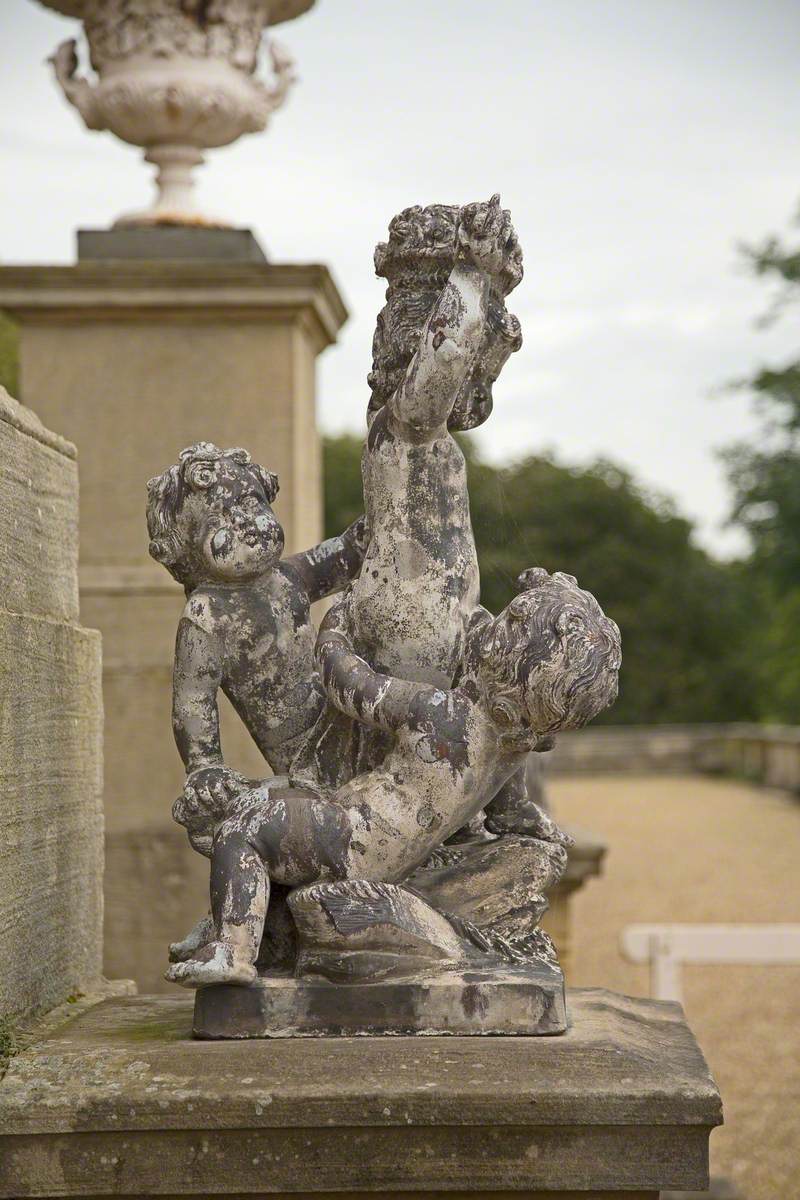 Three Boys with Baskets of Flowers