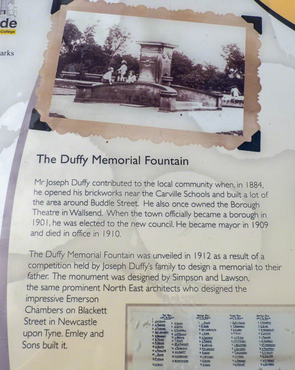 Memorial Fountain for Joseph Duffy (1848–1910)