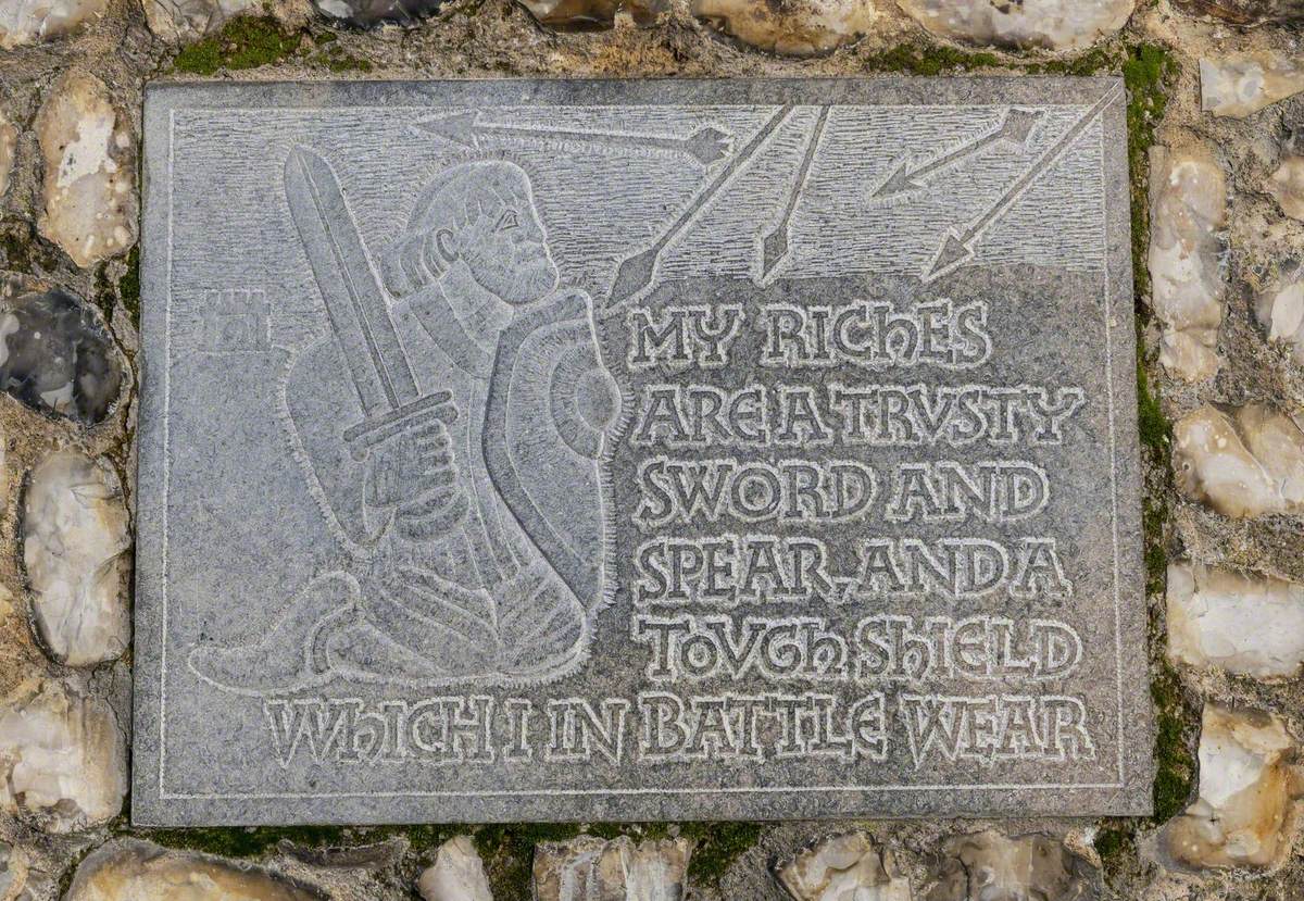 plaques-on-wall-of-the-castle-mound-art-uk