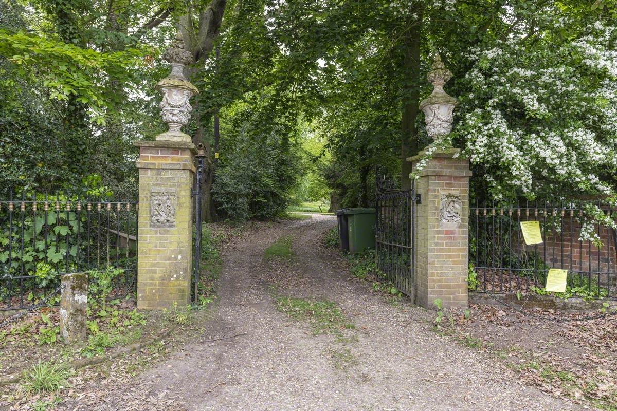 Urns and Reliefs on Gateposts