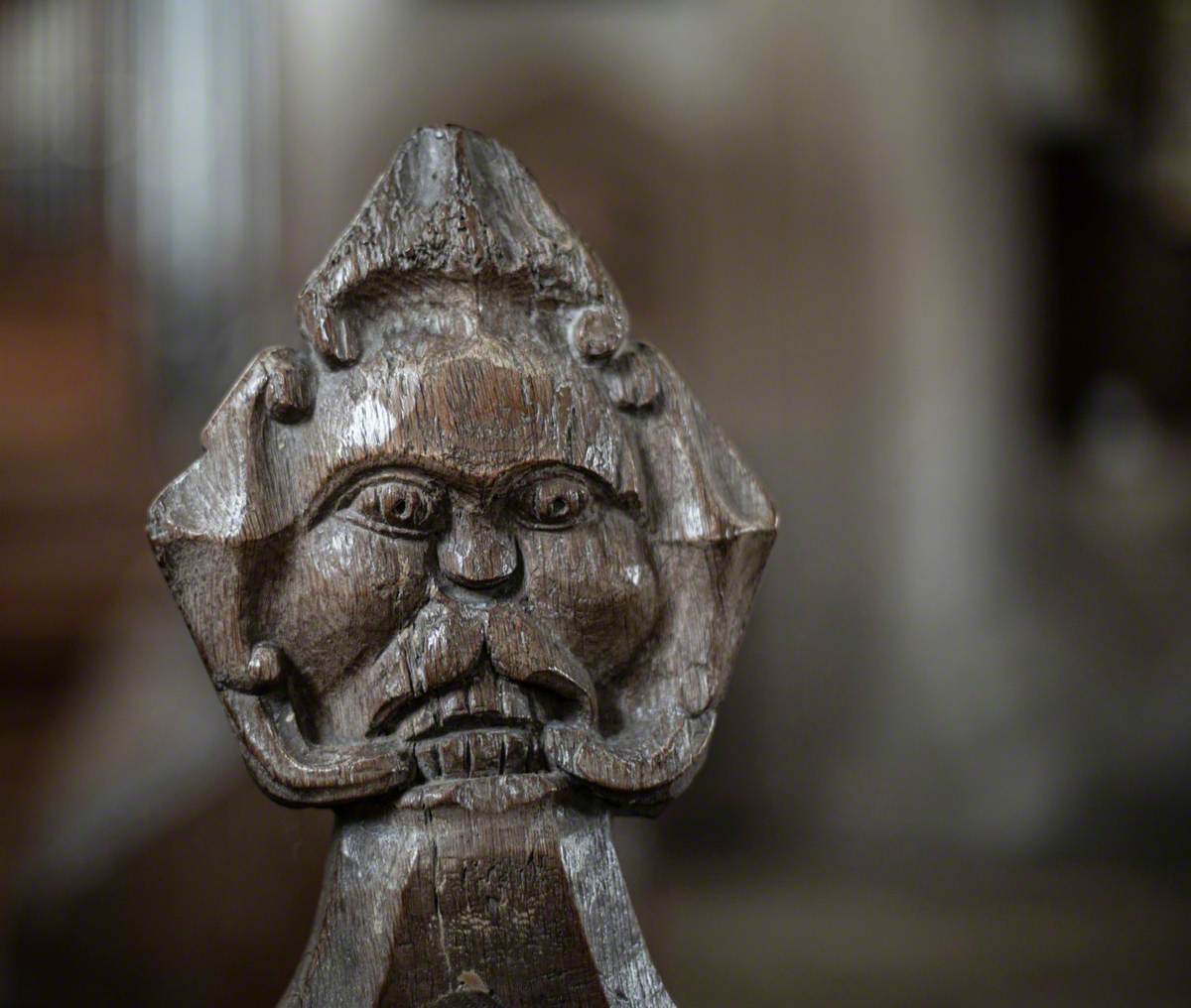 Carved Wooden Pew End Figures