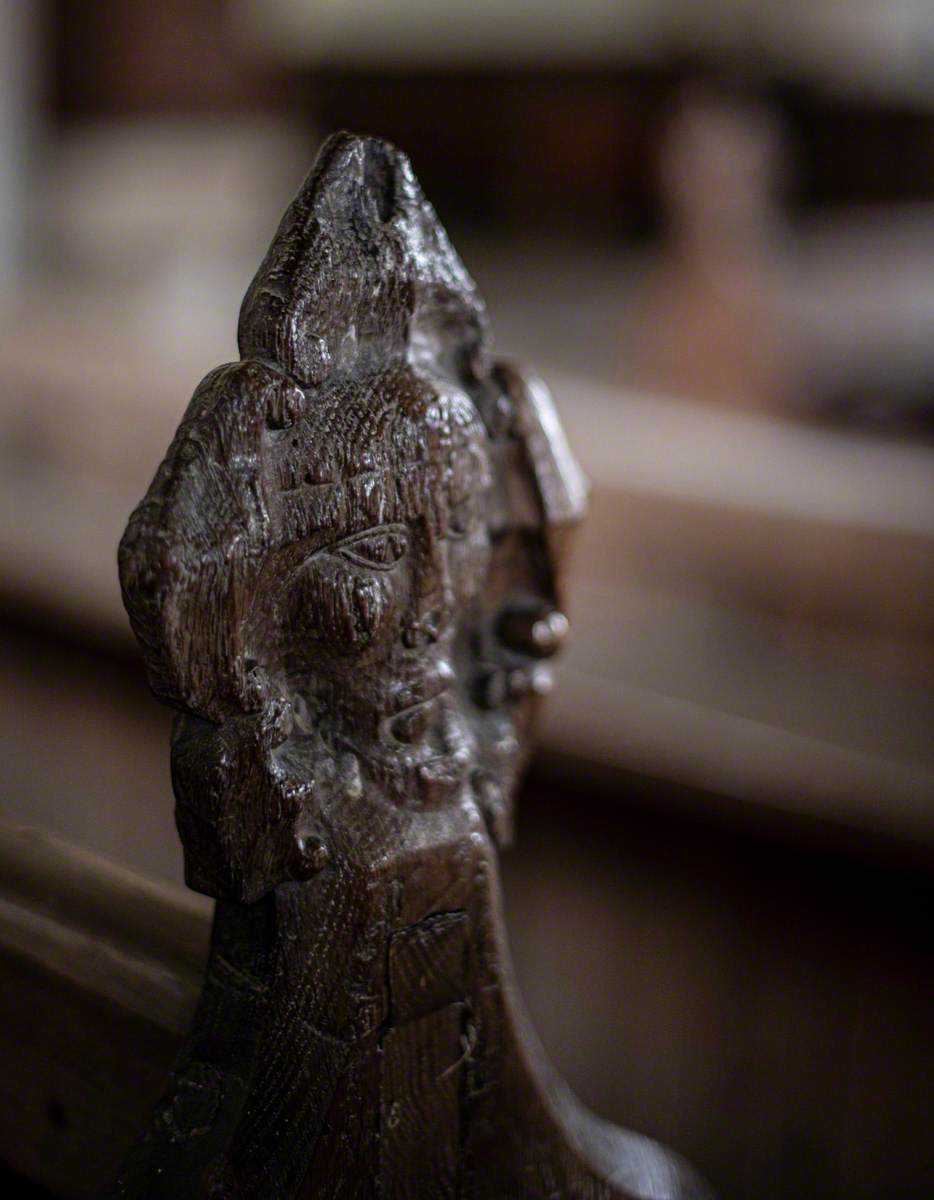 Carved Wooden Pew End Figures