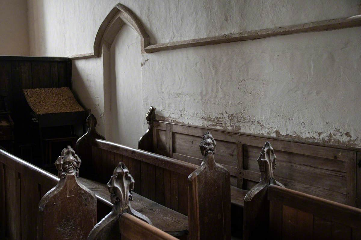 Carved Wooden Pew End Figures