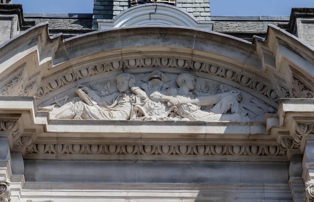 Three Segmental Pediments with Sculptural Reliefs