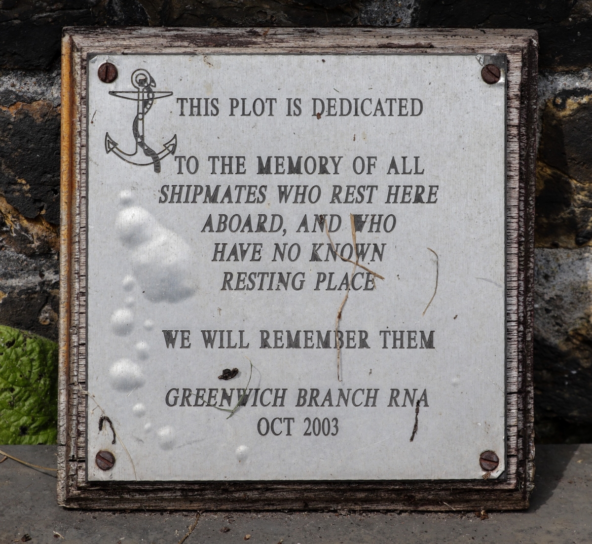 Royal Hospital Cemetery Memorial Plaque