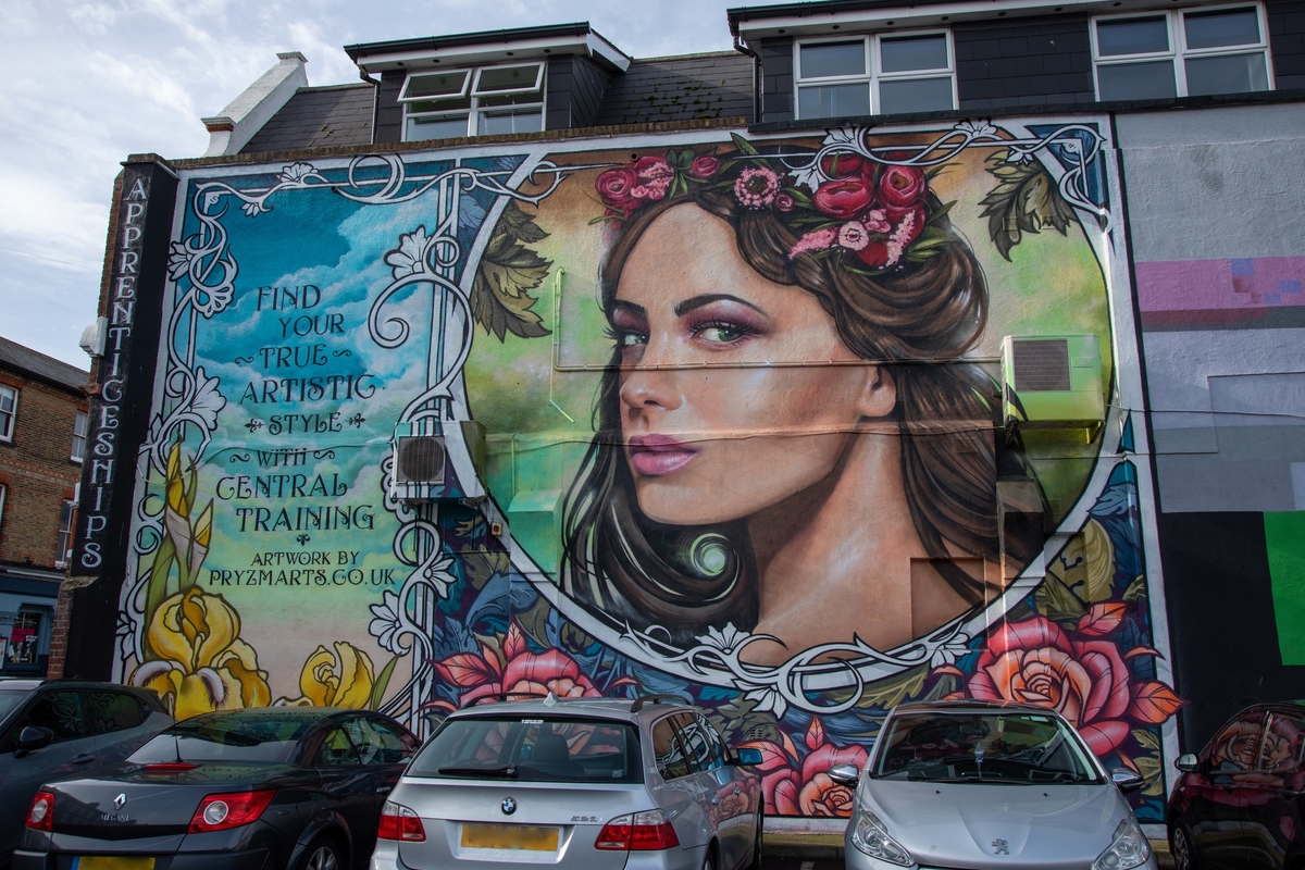 Woman's Face and Flowers