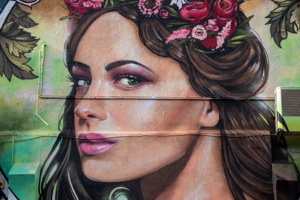 Woman's Face and Flowers