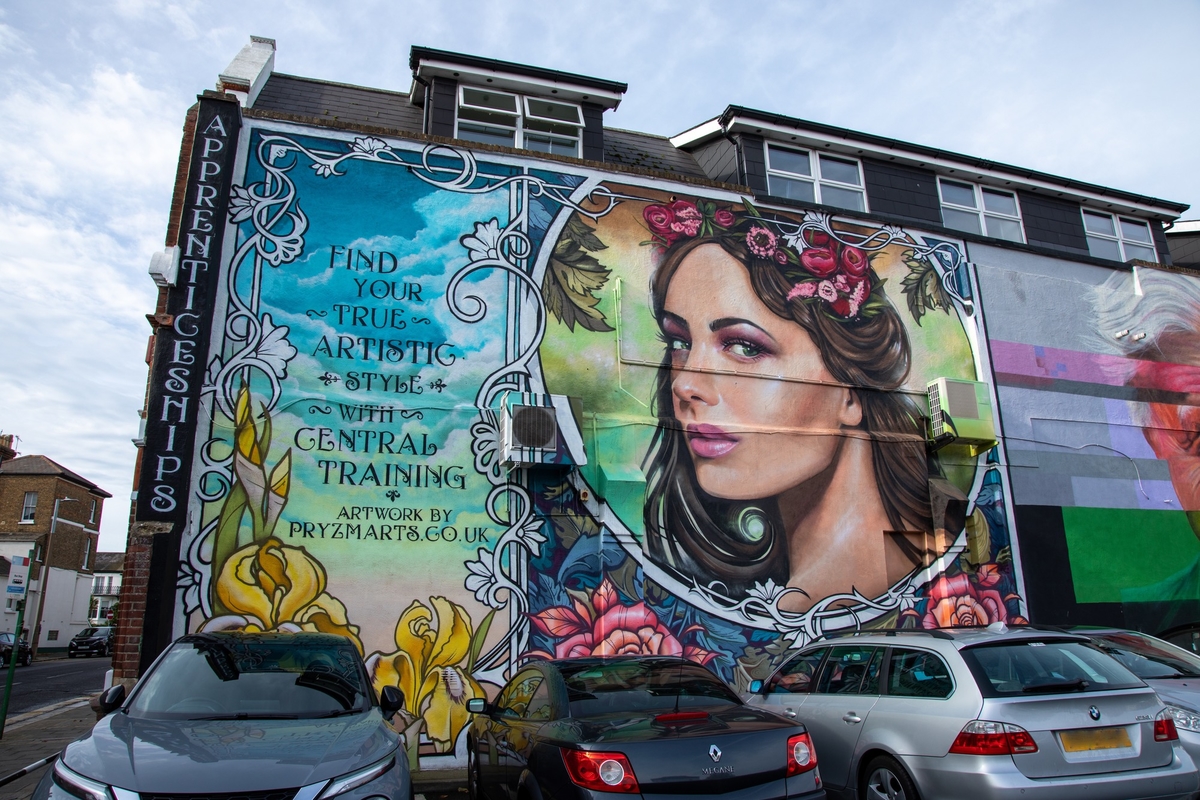 Woman's Face and Flowers