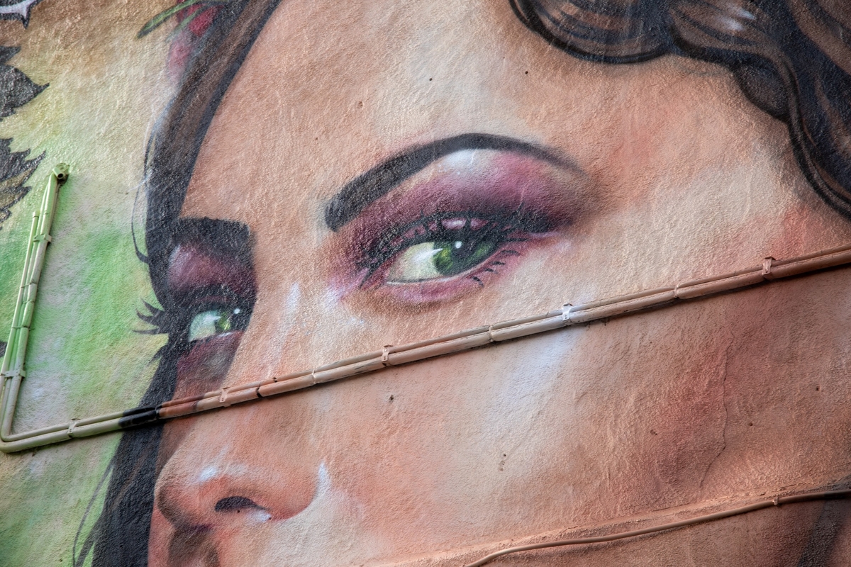 Woman's Face and Flowers