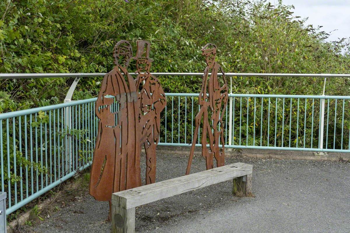 Isambard Kingdom Brunel (1806–1859), Dr Ivy Williams (1877–1966) and a Clay Cutter (Sustrans Cycle Path Bench series)