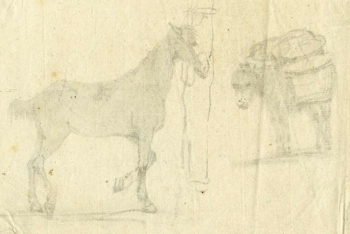 Trotting Horse and Laden Donkey
