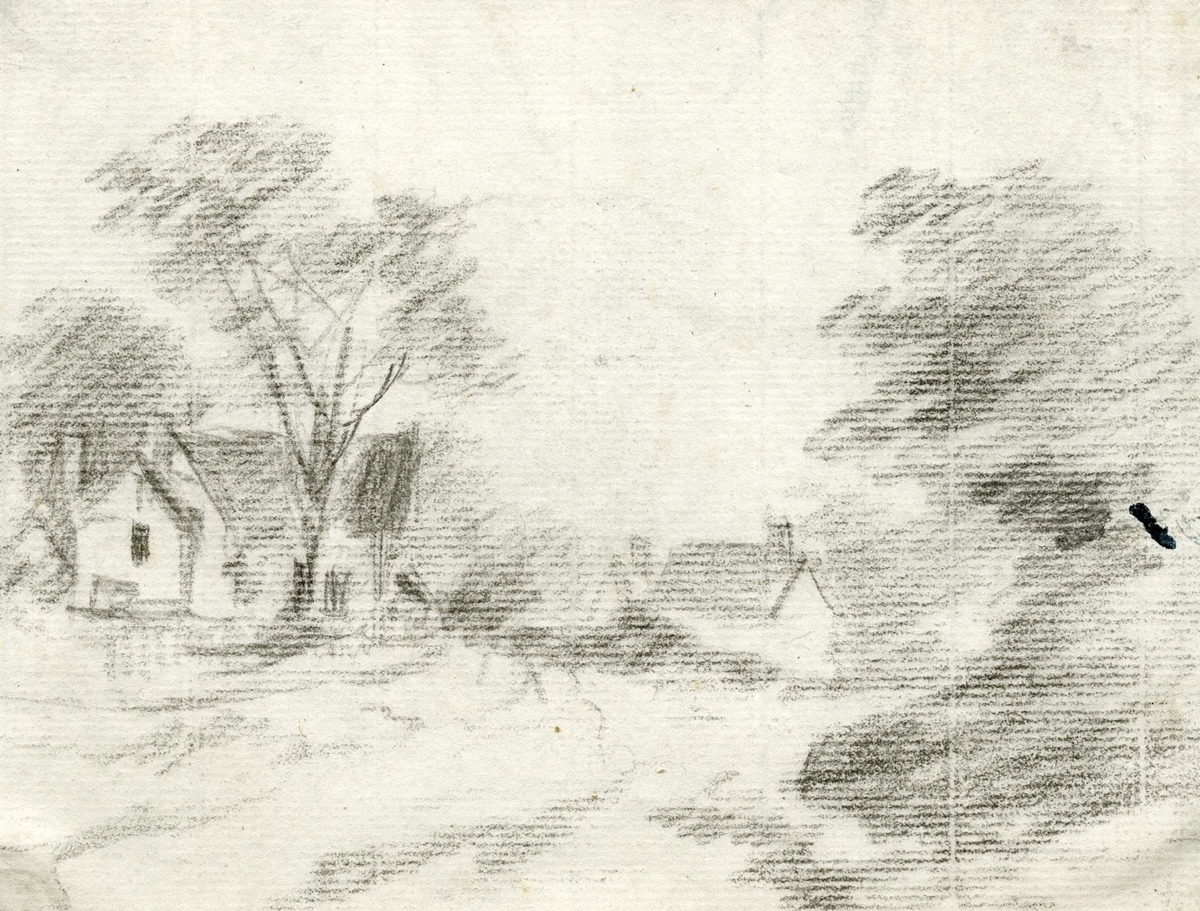 Sketch of Cottages and Trees