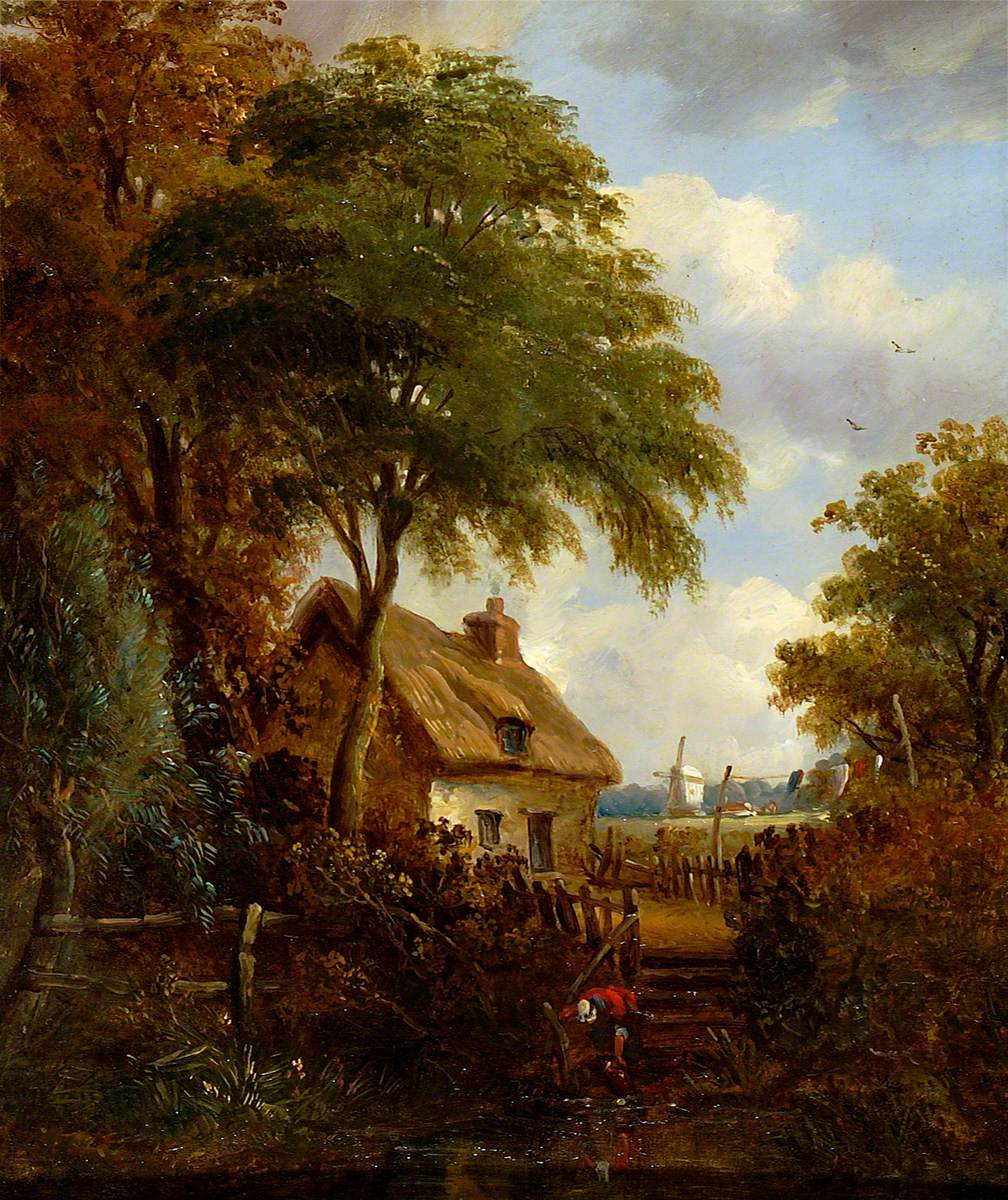 Landscape with a Girl at a Pool