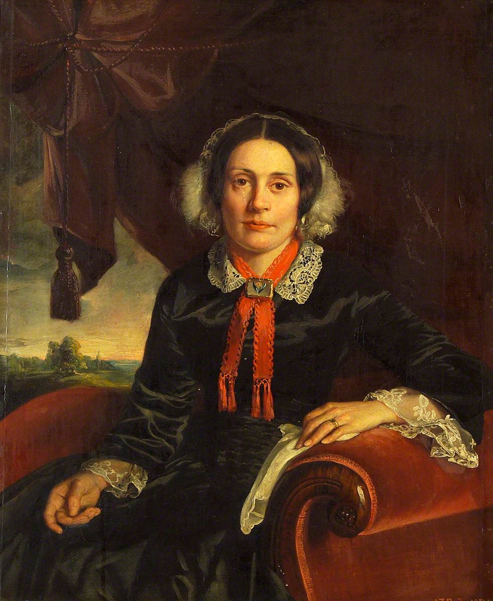 Lady Fillingham on a Red Sofa