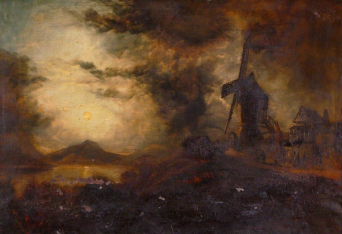 Moonlight Landscape with a Windmill