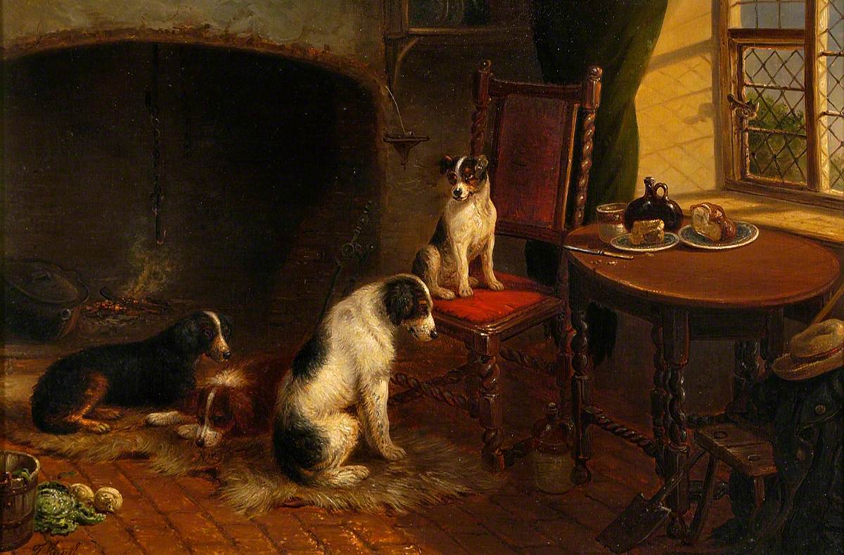 Interior with Four Dogs