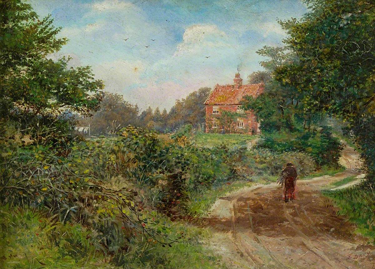 Man in a Lane Approaching a House