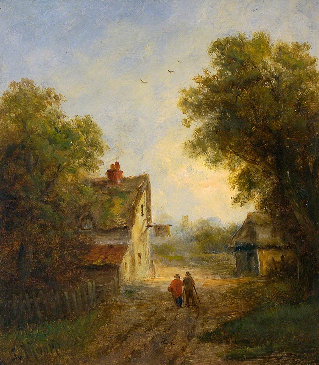 Village Scene with Two Figures