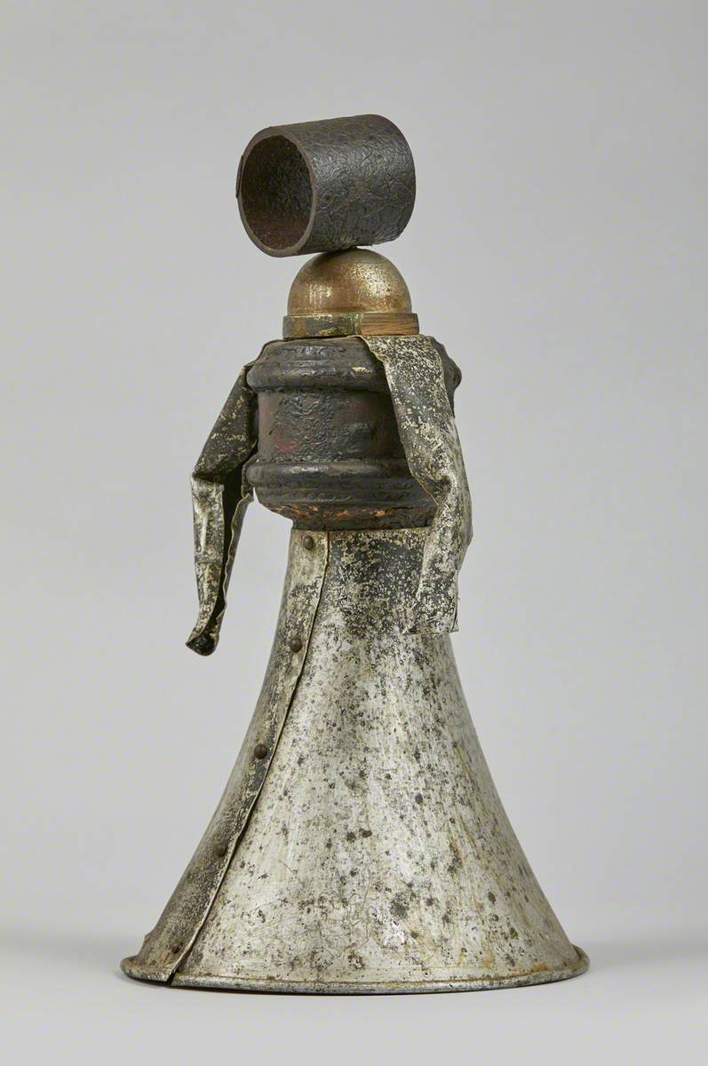 Metal Junk Sculpture: Woman with Bell-Shaped Skirt