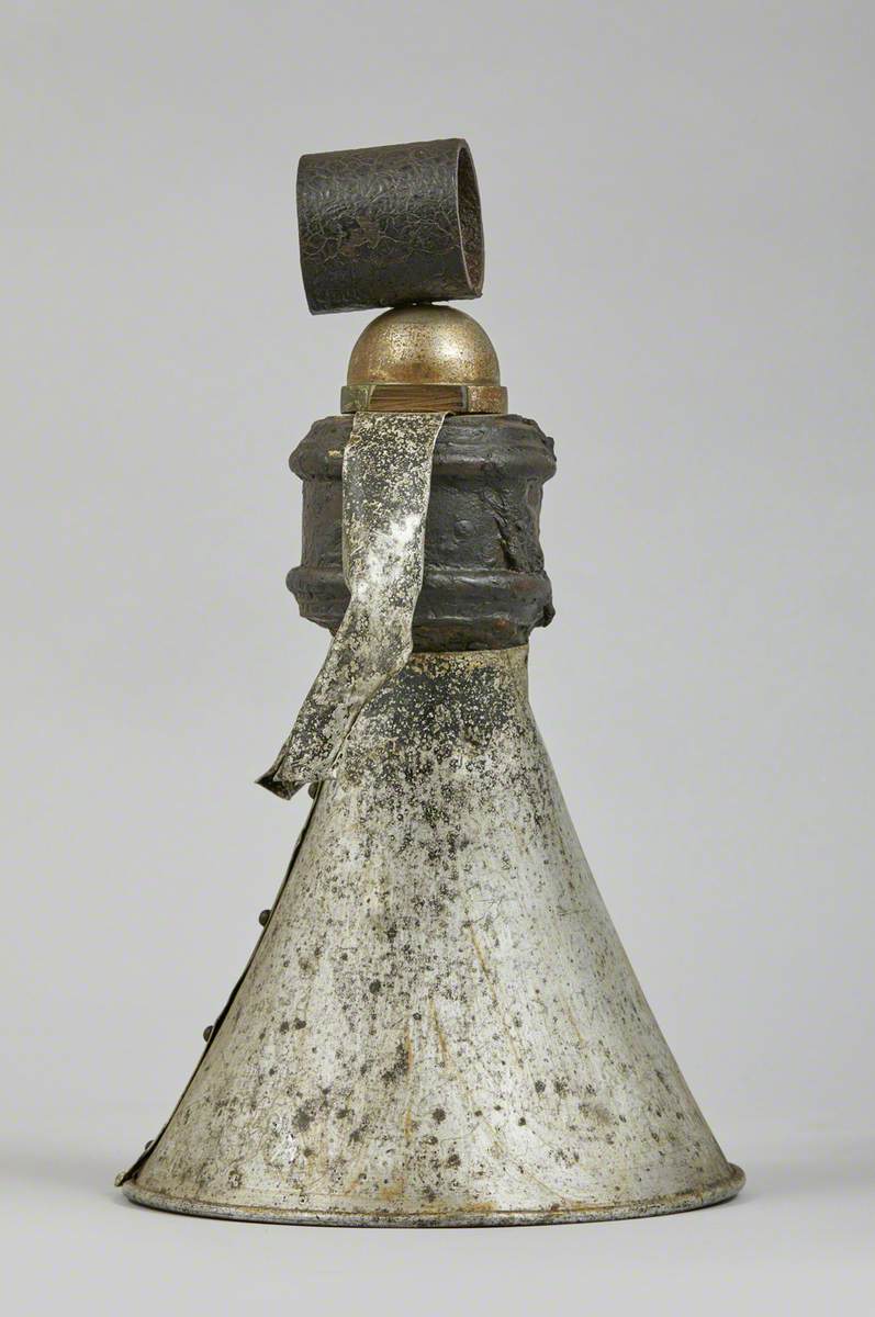 Metal Junk Sculpture: Woman with Bell-Shaped Skirt