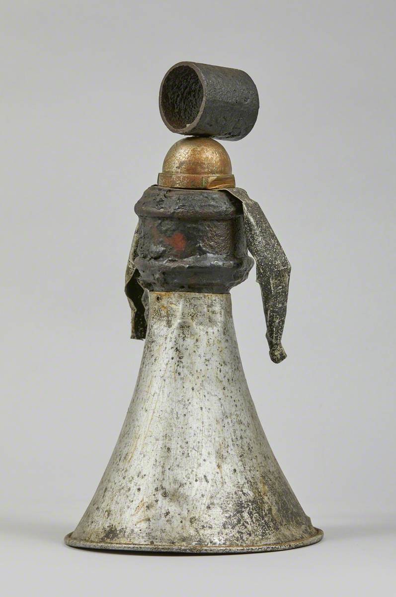 Metal Junk Sculpture: Woman with Bell-Shaped Skirt