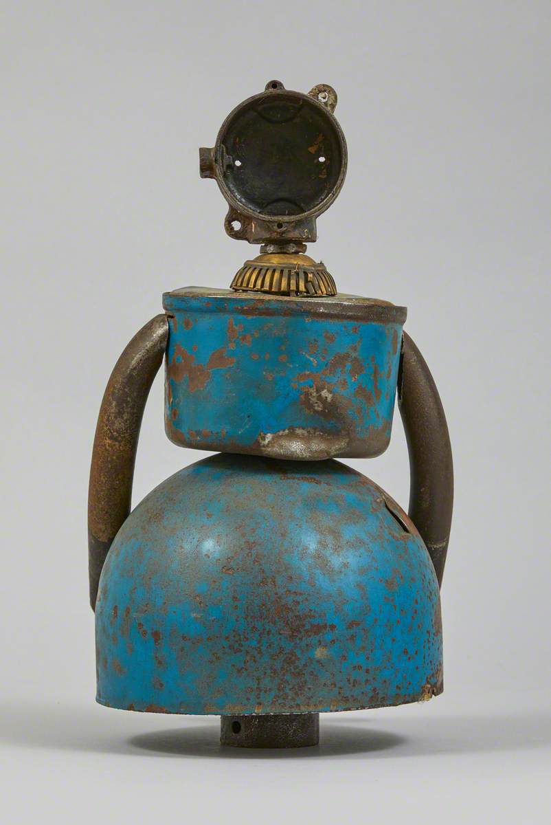 Metal Junk Sculpture: Woman with Blue Skirt