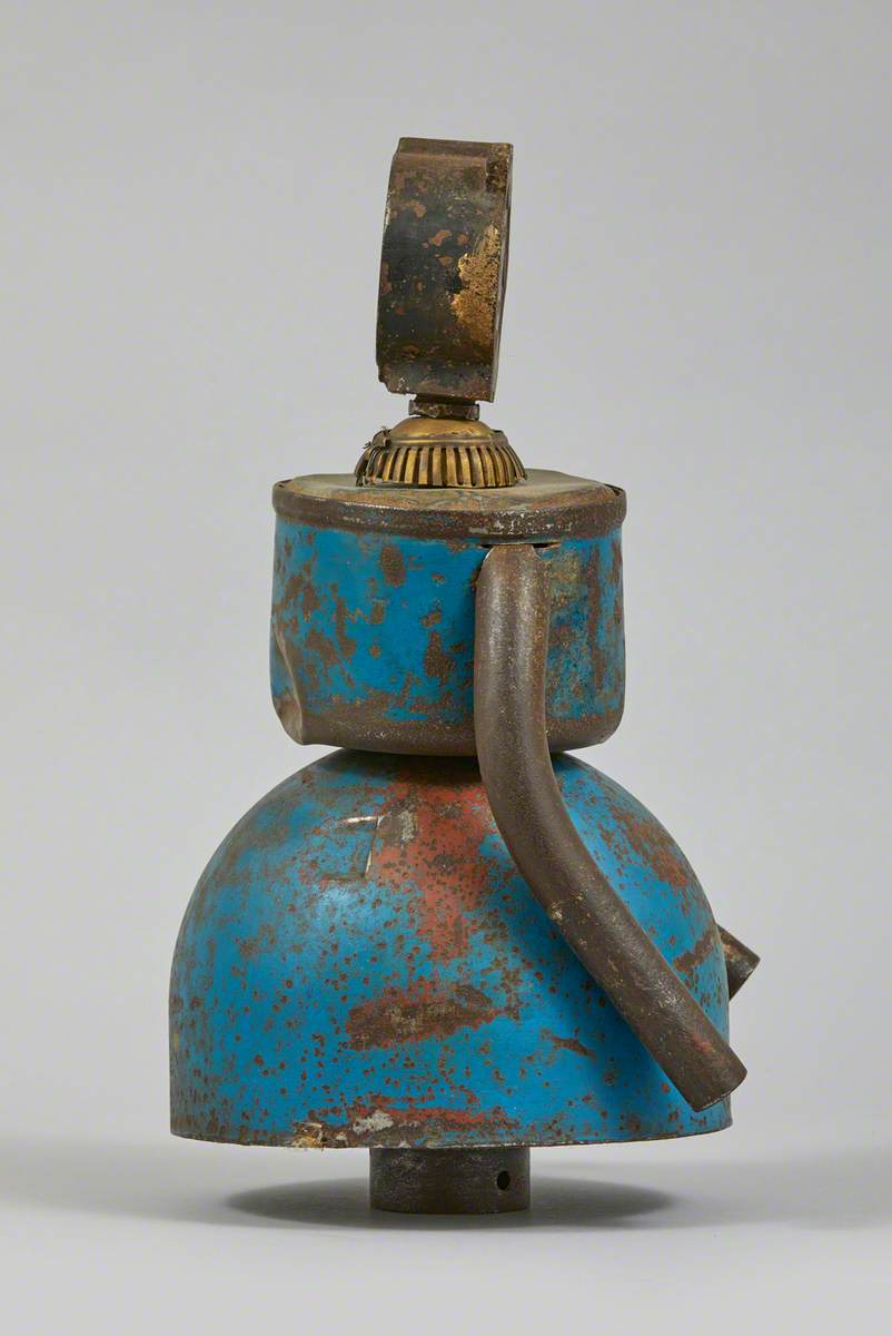 Metal Junk Sculpture: Woman with Blue Skirt