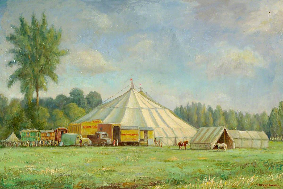Lord John Sanger's Circus on Holywell Meadow, Bury St Edmunds, Suffolk