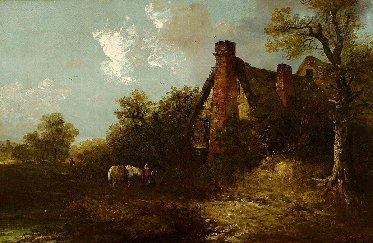 Pastoral Scene with a Cottage, a Pond and a Horse