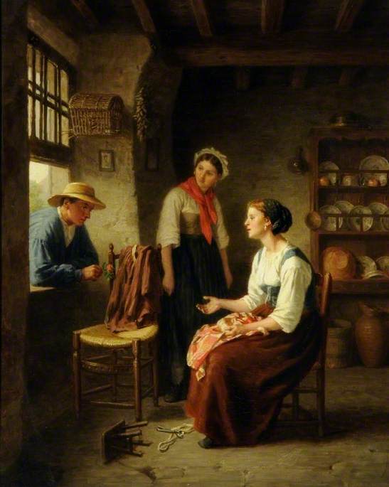 Interior of a Cottage with Figures
