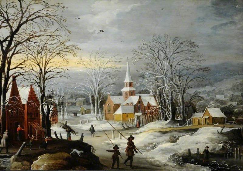 Winter Landscape with Buildings and Figures