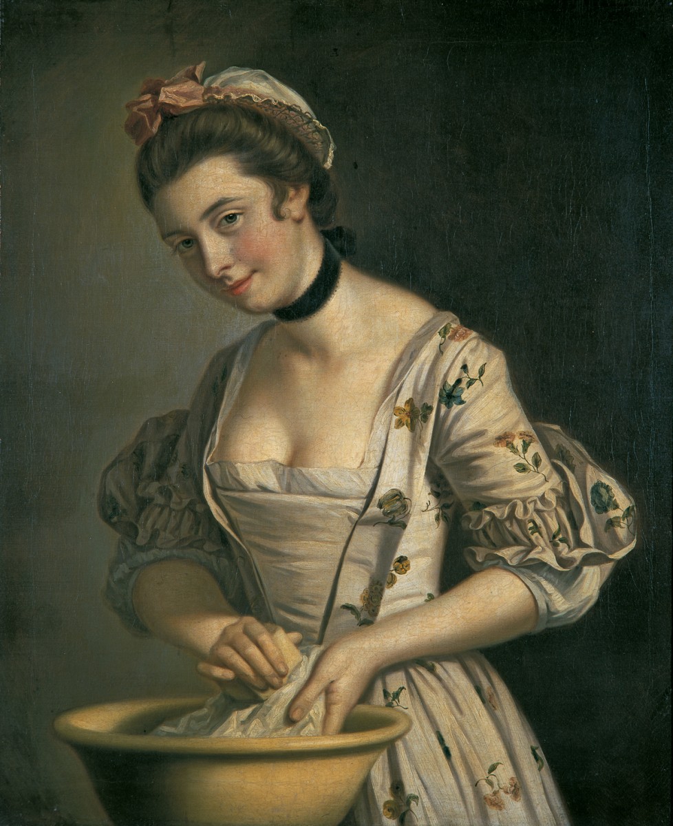 A Lady's Maid Soaping Linen