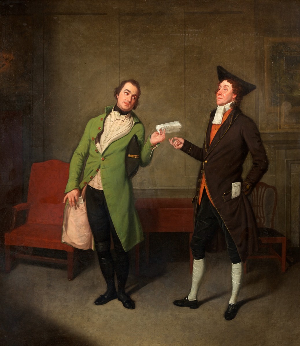 Bannister and Suett in 'Sylvester Daggerwood' by G. Colman the Younger, Haymarket Theatre, 1796