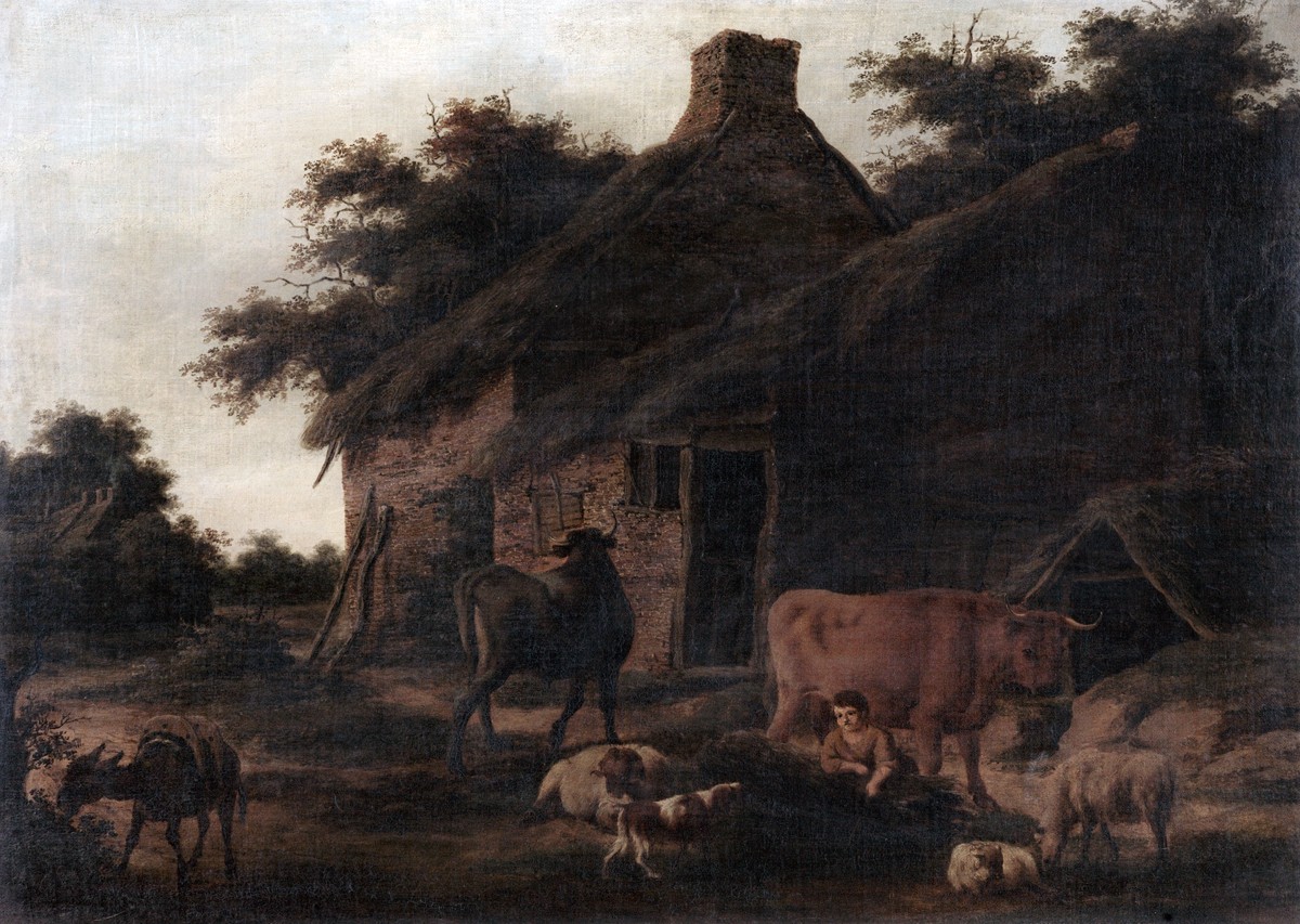 Farmstead with Cattle and a Boy