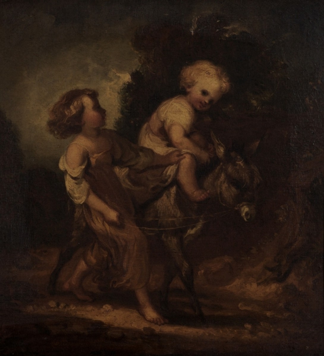 Two Children with a Donkey