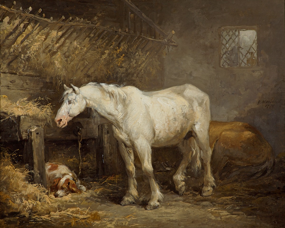Horse and Dog in a Stable