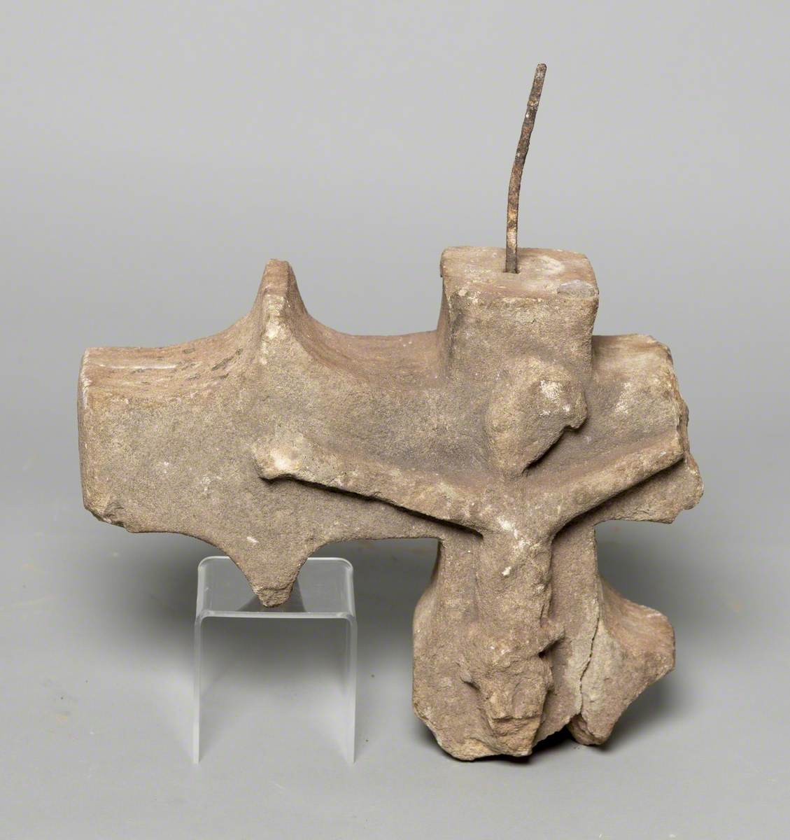 Part of a Stone Cross Featuring the Crucifixion