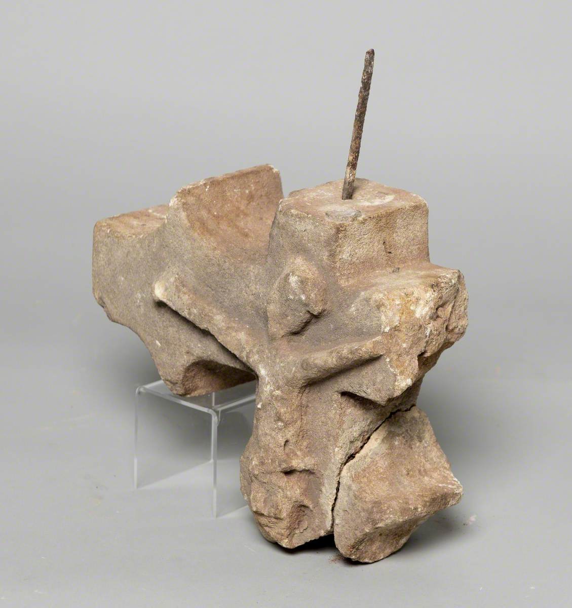 Part of a Stone Cross Featuring the Crucifixion
