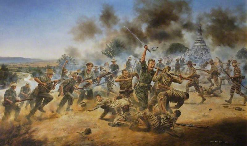 Lieutenant George Cairns Winning the Victoria Cross at the Battle of Pagoda Hill, Burma, 13 March 1944