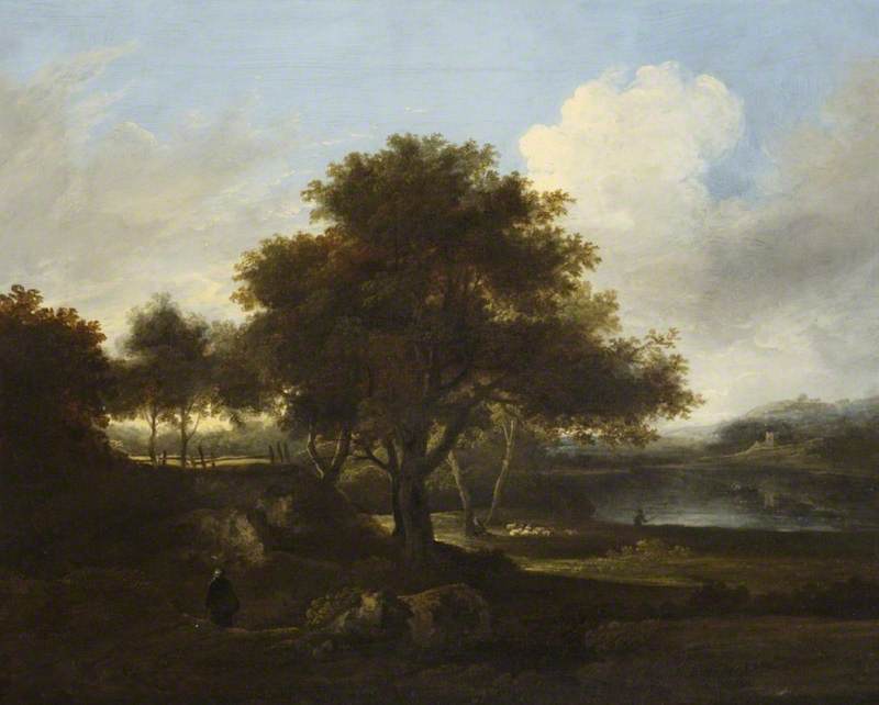 Country Landscape with Fisherman beside a Lake