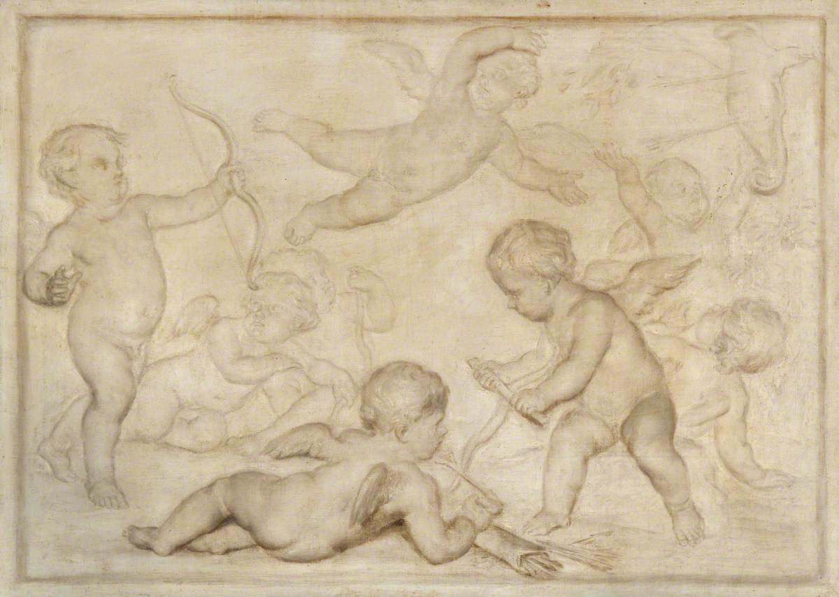 Grisaille Putti with Bows and Arrows