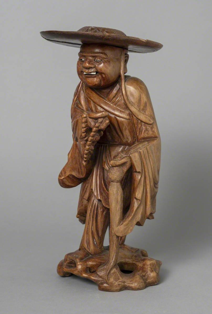 Okimono of Travelling Buddhist Priest with Prayer Beads