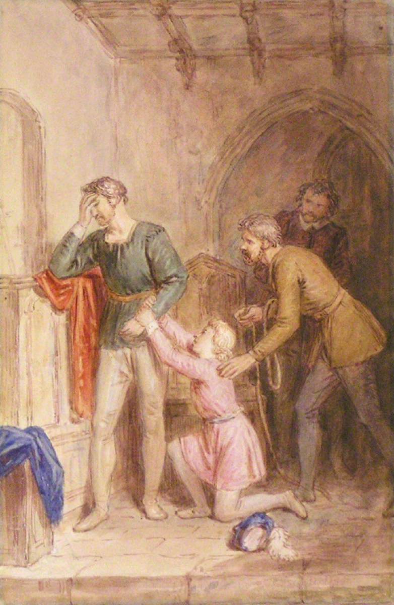 Scene from 'King John' with Hubert and Prince Arthur