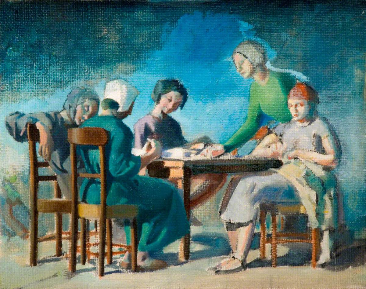 Five Women Working by a Table